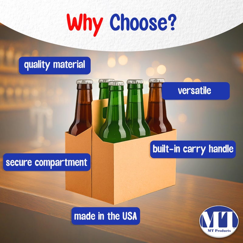 MT Products Brown 6 Pack Bottle Holder 12 oz. - Kraft Cardboard Bottle Carrier (Pack of 10) - Made in the USA - Image 5